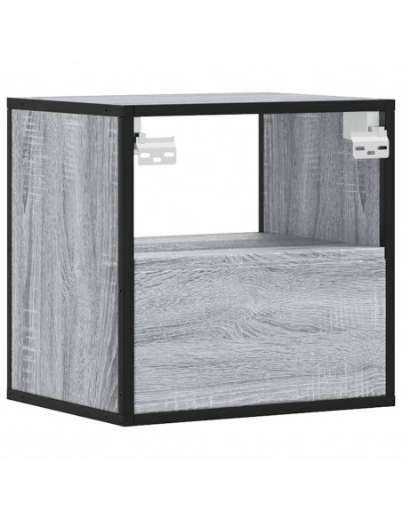 Comodino a Muro Grigio Sonoma 40x31x39,5 cm
