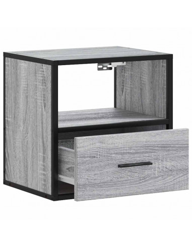 Comodino a Muro Grigio Sonoma 40x31x39,5 cm