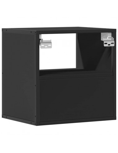 Comodino a Muro Nero 40x31x39,5 cm