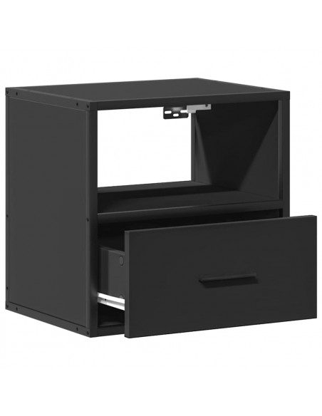 Comodino a Muro Nero 40x31x39,5 cm