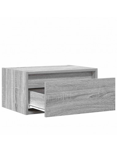 Comodino a Parete con luci LED Grigio Sonoma