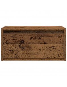 Comodino a Parete con Luci LED Legno Antico