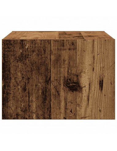 Comodino a Parete con Luci LED Legno Antico