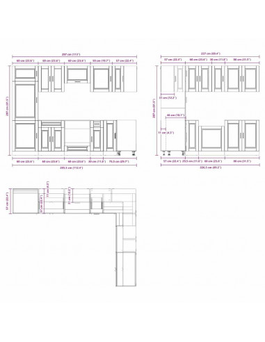 Set Mobili da Cucina 14 pz Porto Rovere Sonoma in Truciolato