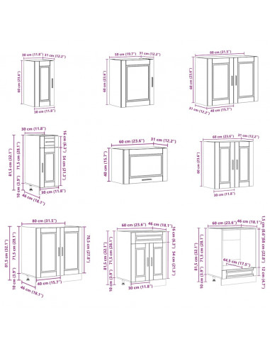 Set Mobili da Cucina 14 pz Porto Rovere Sonoma in Truciolato