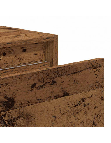 Comodino a Parete con Luci LED Legno Antico