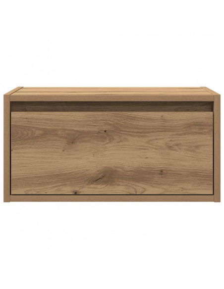 Comodino a Parete con luci LED Rovere Artigianale