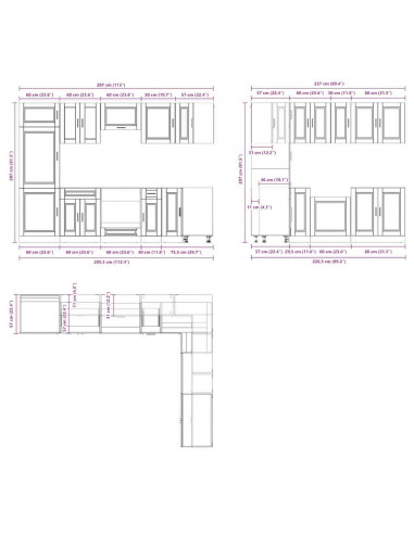 Set Mobili da Cucina 14 pz Porto Rovere Fumo in Truciolato