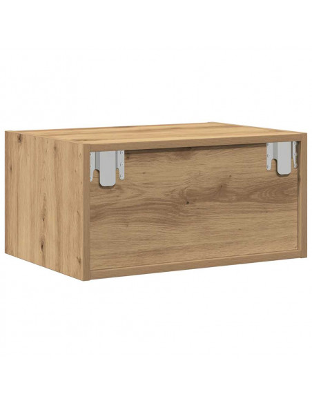 Comodino a Parete con luci LED Rovere Artigianale