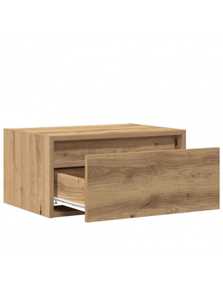 Comodino a Parete con luci LED Rovere Artigianale