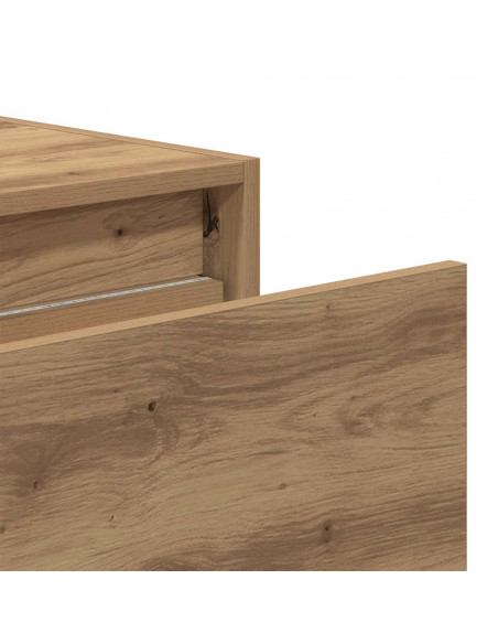 Comodino a Parete con luci LED Rovere Artigianale