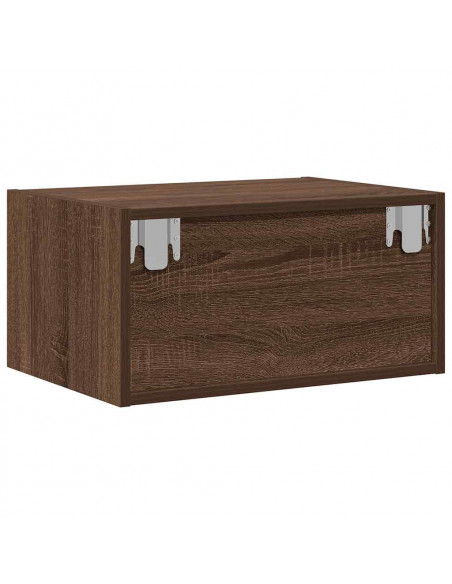 Comodino a Parete con luci LED Rovere Marrone