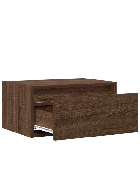 Comodino a Parete con luci LED Rovere Marrone