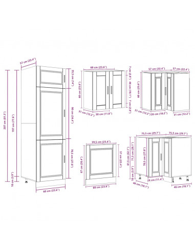 Set Mobili da Cucina 14 pz Porto Legno Antico in Truciolato