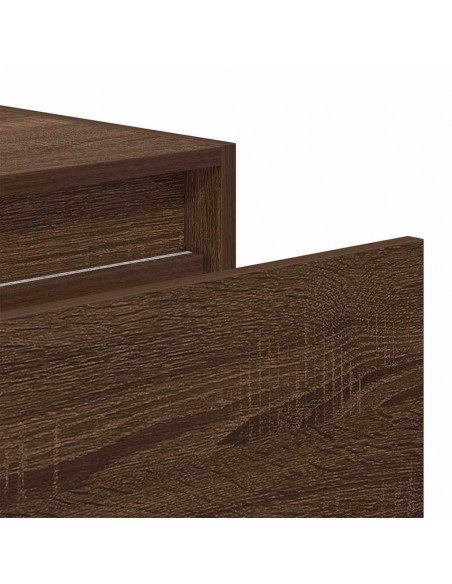 Comodino a Parete con luci LED Rovere Marrone