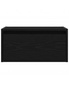 Comodino a Parete con Luci LED Rovere Nero