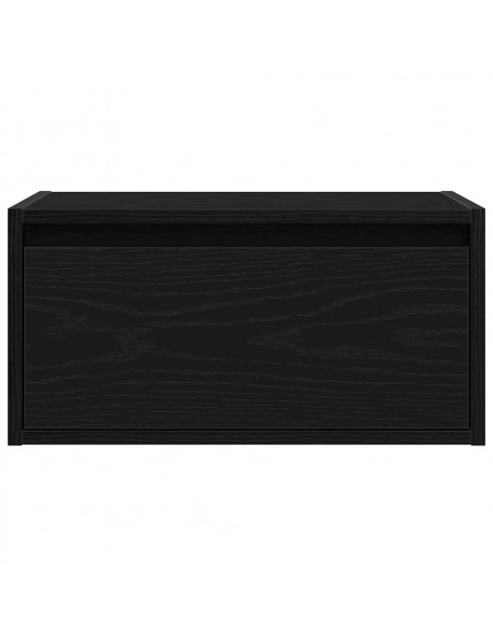 Comodino a Parete con Luci LED Rovere Nero