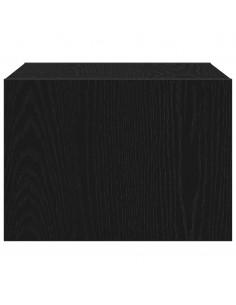 Comodino a Parete con Luci LED Rovere Nero 2