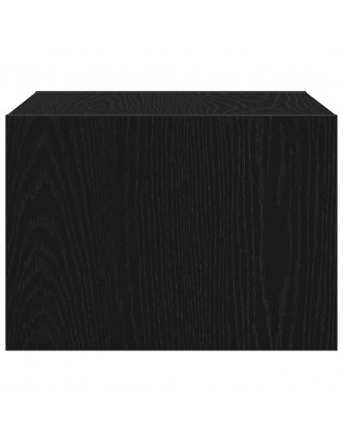 Comodino a Parete con Luci LED Rovere Nero