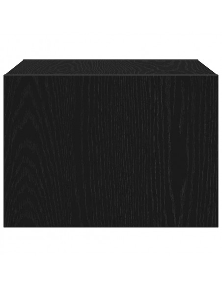 Comodino a Parete con Luci LED Rovere Nero
