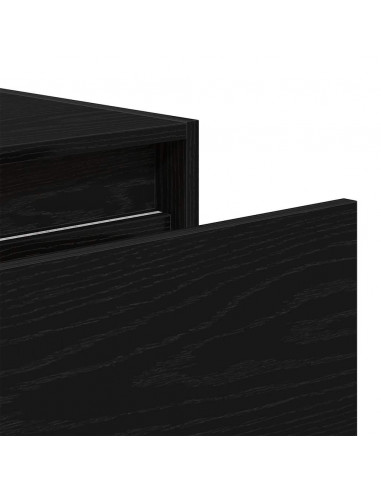 Comodino a Parete con Luci LED Rovere Nero