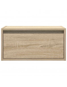 Comodino a Parete con luci LED Rovere Sonoma