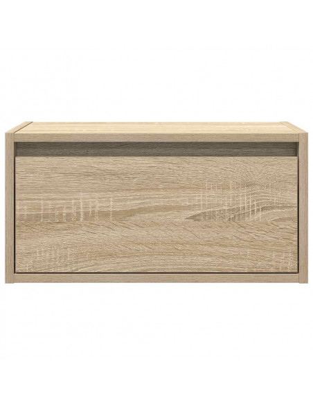 Comodino a Parete con luci LED Rovere Sonoma
