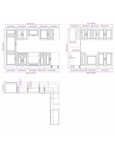 Set Mobili da Cucina 14 pz Porto Grigio Cemento in Truciolato