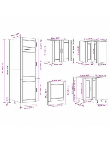 Set Mobili da Cucina 14 pz Porto Grigio Cemento in Truciolato