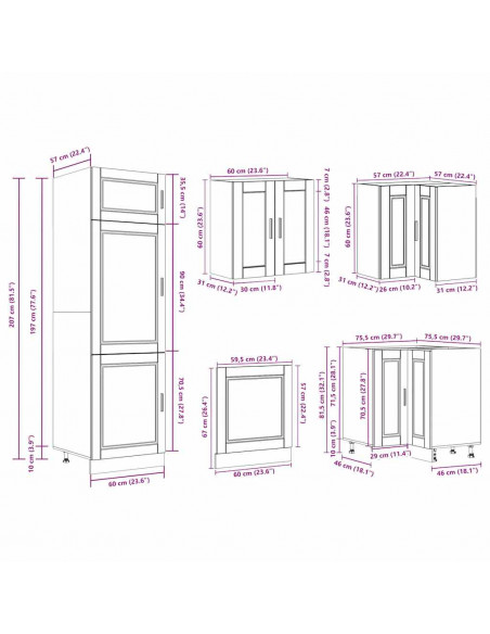 Set Mobili da Cucina 14 pz Porto Grigio Cemento in Truciolato