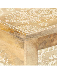 Comodino Dipinto a Mano 40x30x60 cm in Legno Massello di Mango