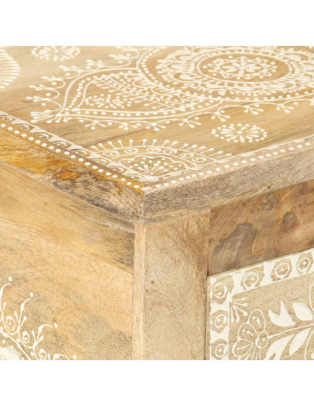 Comodino Dipinto a Mano 40x30x60 cm in Legno Massello di Mango