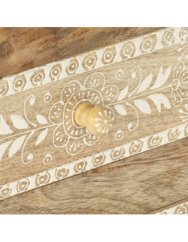 Comodino Dipinto a Mano 40x30x60 cm in Legno Massello di Mango