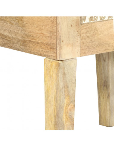 Comodino Dipinto a Mano 40x30x60 cm in Legno Massello di Mango