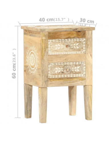 Comodino Dipinto a Mano 40x30x60 cm in Legno Massello di Mango