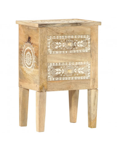 Comodino Dipinto a Mano 40x30x60 cm in Legno Massello di Mango