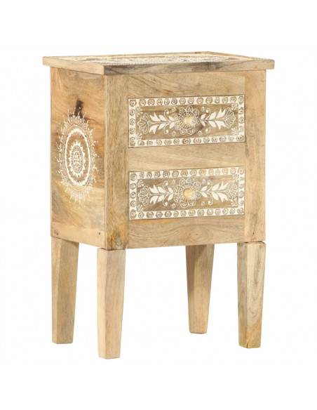 Comodino Dipinto a Mano 40x30x60 cm in Legno Massello di Mango