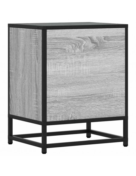 Comodino Grigio Sonoma 40x31x50 cm Legno Multistrato e Metallo