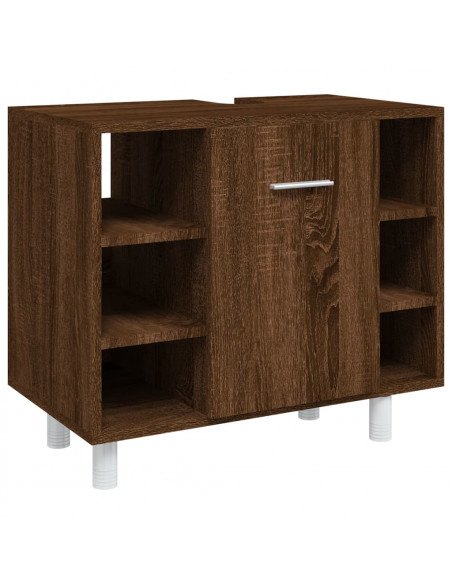 Set Mobili da Bagno 4 pz Rovere Marrone in Legno Multistrato
