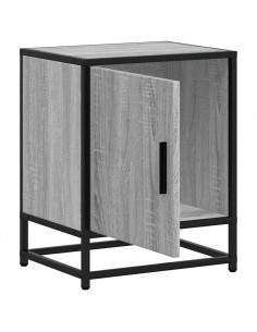 Comodino Grigio Sonoma 40x31x50 cm Legno Multistrato e Metallo 2