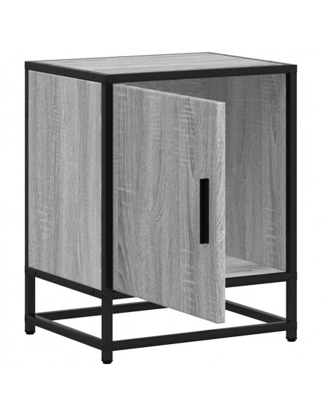 Comodino Grigio Sonoma 40x31x50 cm Legno Multistrato e Metallo
