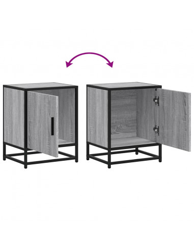 Comodino Grigio Sonoma 40x31x50 cm Legno Multistrato e Metallo