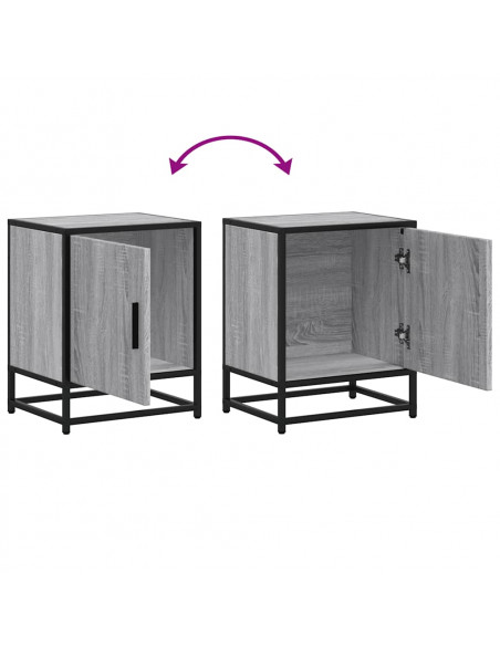 Comodino Grigio Sonoma 40x31x50 cm Legno Multistrato e Metallo