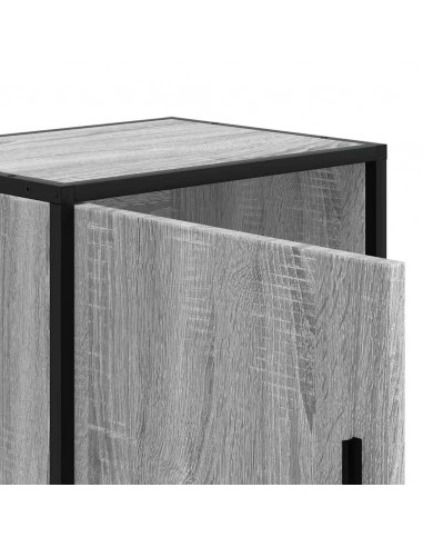 Comodino Grigio Sonoma 40x31x50 cm Legno Multistrato e Metallo