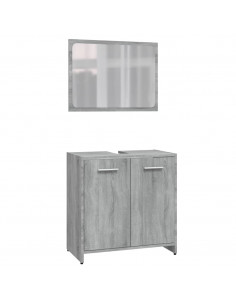Set di Mobili da Bagno Grigio Sonoma in Legno Multistrato