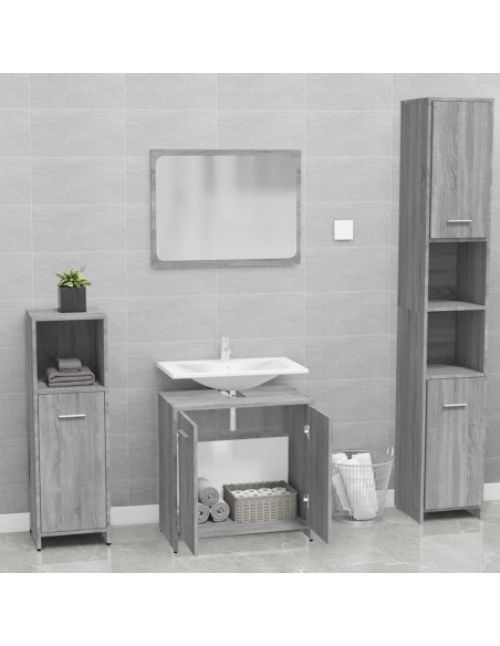 Set di Mobili da Bagno Grigio Sonoma in Legno Multistrato