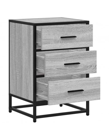 Comodino Grigio Sonoma 40x34,5x60 cm Legno Multistrato Metallo