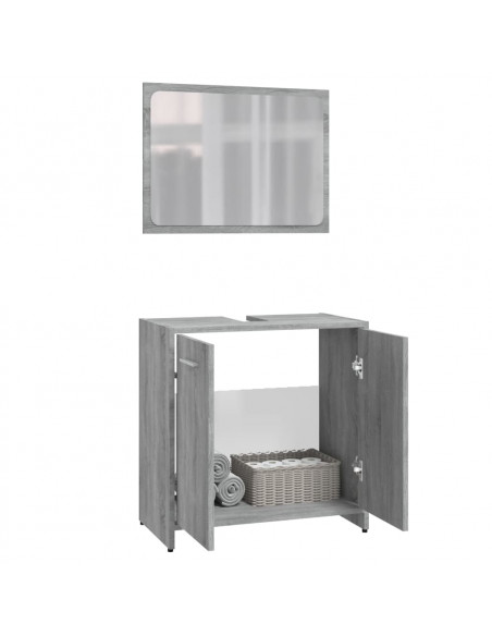 Set di Mobili da Bagno Grigio Sonoma in Legno Multistrato
