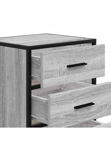 Comodino Grigio Sonoma 40x34,5x60 cm Legno Multistrato Metallo