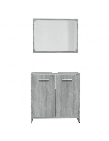 Set di Mobili da Bagno Grigio Sonoma in Legno Multistrato